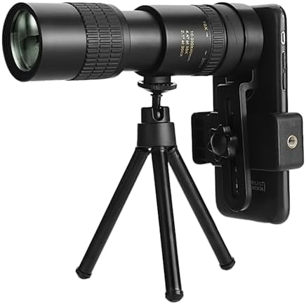 Telescope 4K 10-300X40mm Telephoto Monocular, Super Zoom High Powered Waterproof Night Vision Handheld Skyscope Monoscope for Android iPhone, Stargazing Space Lover (Smartphone Holder&Tripod Included)
