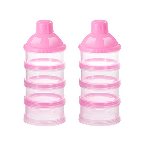 Accmor Formula Dispenser On The Go, 4 Compartments Stackable Formula Container for Travel, Baby Milk Powder Kids Snack Container, BPA Free ﻿