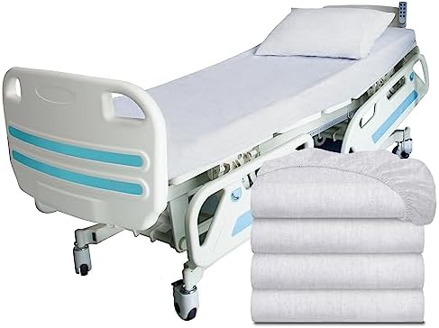 White Classic Fitted Hospital Bed Sheets Set, Soft Jersey Knitted T-Shirt Quality [4 Pack]