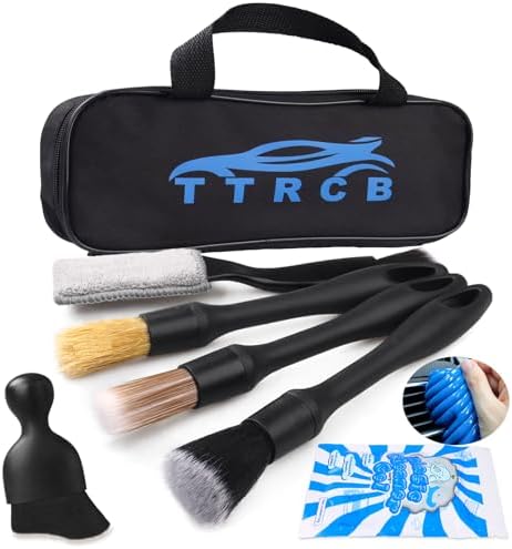 7PCS Car Detailing Brush Set, Ultra Soft Boars Hair Car Interior Detailing Brushes, Car Interior Detailing Kit, Car Cleaning Gel Supplies Kit, Car Dust Brush, Car Accessories for Truck, Ruv, Interior