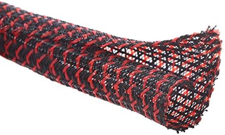 Alex Tech 25ft - 3/4 inch Cord Protector Wire Loom Tubing Cable Sleeve Split Sleeving For USB Cable Power Cord Audio Video Cable – Protect Cat From Chewing Cords - Blackred