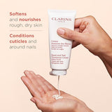 Clarins Hand and Nail Treatment Cream | Award-Winning | Softens, Nourishes and Shields Skin | Strengthens Nails and Conditions Cuticles | Natural Plant Extracts, Including Shea Butter | 3.4 Ounces