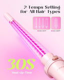 Wavytalk 5 in 1 Curling Iron,Curling Wand Set with Curling Brush and 4 Interchangeable Ceramic Curling Wand(0.5”-1.25”),Instant Heat Up,Include Heat Protective Glove & 2 Clips (Pink)