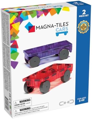 MAGNA-TILES Cars – Purple & Red 2-Piece Magnetic Construction Set, The Original Magnetic Building Brand