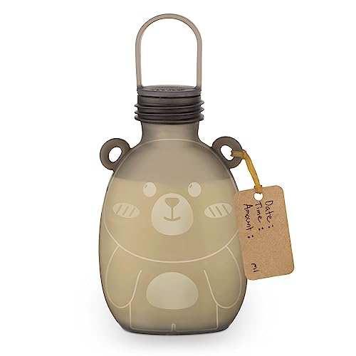 Haakaa Happii Bear Silicone Breast Milk Storage Bag 9 oz - Refillable Baby Food Pouch -Reusable Milk Freezer Bag - Portable & No Leak - BPA Free Silicone