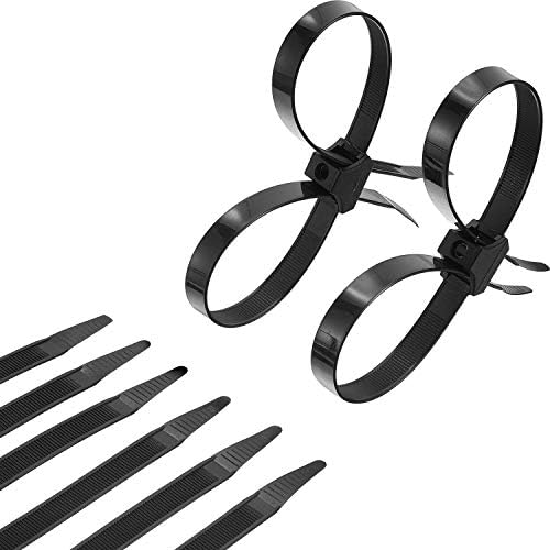 Boao 20 Pcs 9.85" Zip Ties Cable Disposable Heavy Duty Tie Double Police Locking Cuffs Flex Tie Plastic Nylon Tie Restraints, Black (0.5 x 9.85 Inch)
