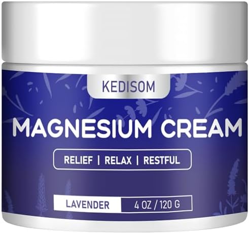 Magnesium Cream for Sleep 4Oz - Soothing Magnesium Lotion for Muscle Relaxation, Nighttime Cream Lavender, Topical Deep Hydration Shea Butter, Safe for Kids & Adults