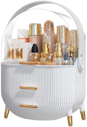 Makeup Organizer Skincare Organizers - Cosmetic Display Cases with Transparent Cover, SkinCare Organizers for Bathroom Countertop, Bedroom Vanity Desk, Lipstick Organizer, White