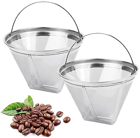 #4 Reusable Permanent Cone Coffee Filters Perfect Fit for Cuisinart Hamilton Beach Coffee Maker Filter, Replace Cuisinart GTF Gold Tone Coffee Filters, 8~12 Cup Size 4 Coffee Filters for Cuisinart