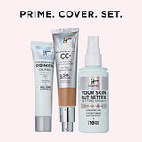 IT Cosmetics Your Skin But Better Makeup Primer+ - Extends Makeup Wear, Hydrates Skin, Refines the Look of Pores - With Glycerin, Bark Extract & Ginger Root Extract - Oil-Free Formula - 1 fl oz