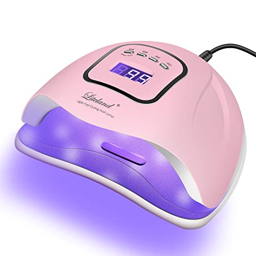 UV Gel Nail Lamp,150W UV Nail Dryer LED Light for Gel Polish-4 Timers Professional Nail Art Accessories,Curing Gel Toe Nails (Pink)