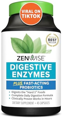 Zenwise Health Digestive Enzymes for Gut Health - Probiotic Multi Enzymes with Prebiotics and Probiotics for Women and Men for Digestive Health and Bloating Relief, Daily Enzymes for Digestion -45 CT