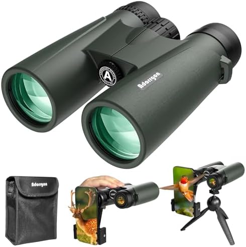 Adorrgon 15x45 HD Binoculars for Adults High Powered with Phone Adapter, Tripod and Tripod Adapter - Large View Binoculars with Clear Low Light Vision - Binoculars for Bird Watching Cruise Travel