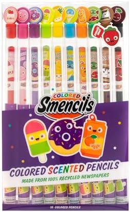 Colored Smencils - Patented Gourmet Scented Colored Pencils made from Recycled Newspapers, 10 Count, Gifts for Kids, School Supplies, Classroom Rewards