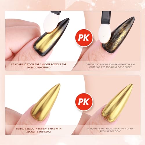 Makartt Gel Top Coat for Chrome Nail Powder - 15ml No Wipe High Gloss Top Coat Gel Nail Polish Mirror Shine Nail Gel Long Lasting Easy Application, Soak off Nail Lamp Gel Top Coat