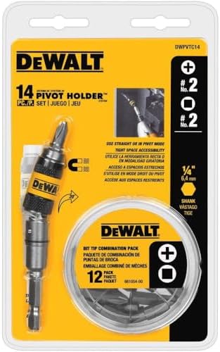 DEWALT Pivot Bit Holder Set with Screwdriving Bits and Magnetic Bit Holder, 14 Piece (DWPVTC14)