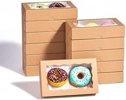 20pcs 7x4.33x1.5 Inch Borwn Cookies Boxes with Window Bakery Boxes Macaron Boxes Cakesickle Boxes Chocolate Truffle Boxes Donut Treat Boxes for Christmas Valentine's Easter Mother's Day