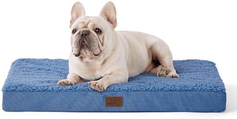 Bedsure Dog Bed for Medium Dogs - Orthopedic Waterproof Puppy Beds with Removable Washable Cover, Egg Crate Foam Pet Mat, Suitable for Pet Up to 35 lbs