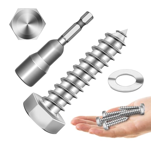 (20Sets) 5/16" x 1-1/4" Hex Head Lag Bolts, Heavy Duty Lag Screws with Washers, 304 Stainless Steel Bolts 18-8, Lag Screws Wood Screws, Partial Thread Bright Finish, 5/16 Bolt by Mywish