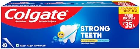 Colgate Strong Teeth Saver Pack Toothpaste (200+100) 300g with Toothbrush