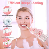 Water Dental Flosser Pick for Teeth,Grinest Cordless Water Dental pik Teeth Cleaner 7 Modes Rechargeable Oral Irrigator Portable IPX7 Waterproof Tooth flossing Cleaning for Home Travel-Pink