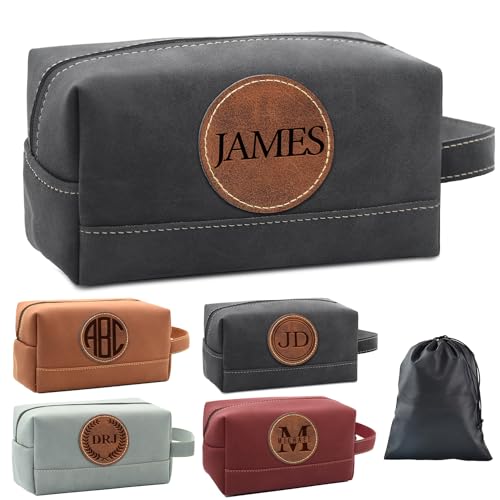 Personalized Toiletry Bag for Men Handcrafted, Custom Leather Dopp Kit for Men, Personalized Gifts for Men, Father, Husband, Boyfriend, Groomsmen, Best Man Gifts, Shaving Bag Cosmetic Bag