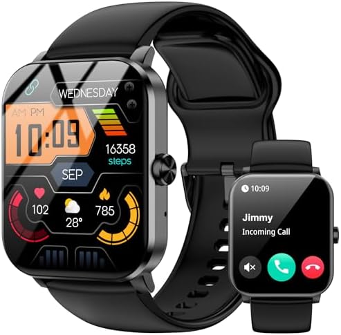 Smart Watch, 1.85" HD Smartwatch for Men Women (Answer/Make Calls), Fitness Watch with Heart Rate/Sleep/IP68 Waterproof/120+ Sports Modes/Spo2 Monitor, Pedometer, Android Smart Watch for Android iOS