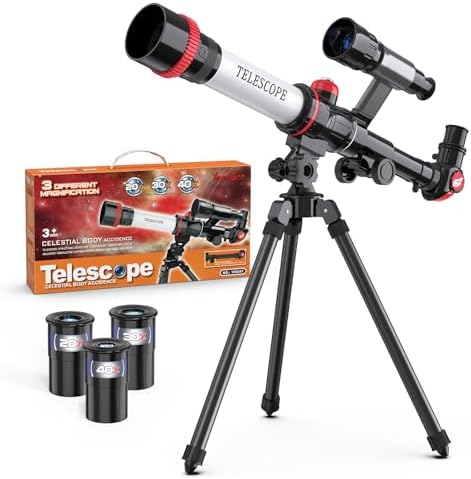 ToyerBee Telescope for Kids, Kids Telescope with 3 Eyepieces & Compass, Toy Telescope as Astronomy Gifts for Kids and Beginners, Great Educational Space and Stem Toys to See Moon
