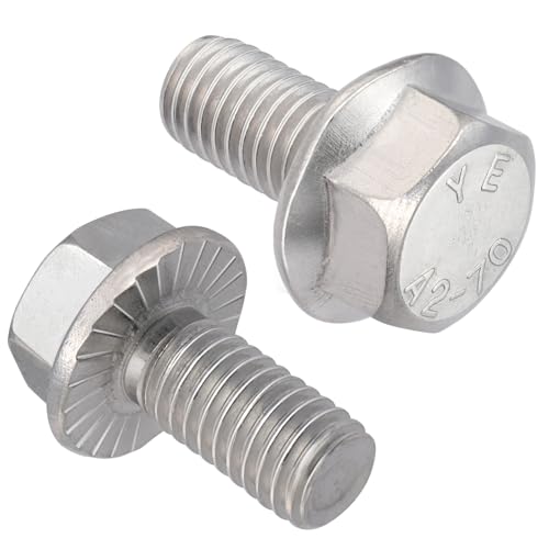 M8-1.25 x 20mm Flanged Hex Head Bolts,304 Stainless Steel 18-8,Fully Threaded,Silver External Flange Hex Drive Screws,Pump,Fix Car,DIY Project(26Pcs)