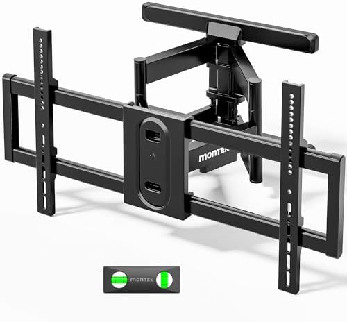 monTEK Full Motion TV Wall Mount for 43–95 Inch TVs, Pre-Assembled TV Mount with Tool-Free Tilt, Swivel, Extension, Max VESA 800 x 400mm and 132 lbs, 16″/18″ Wood Studs