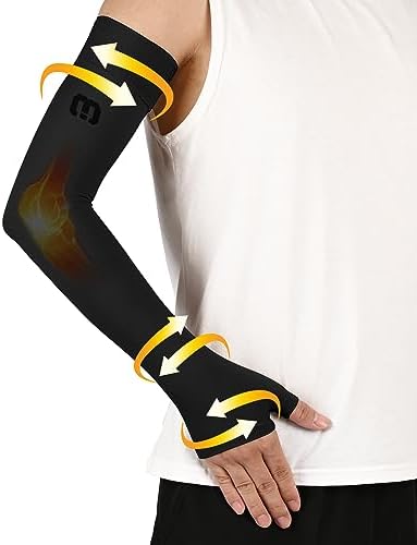 MGANG Lymphedema Compression Arm Sleeve with Gauntlet for Women Men, Opaque, 20-30 mmHg Medical Graduated Compression Full Arm Support, Thumb Lymph Edema Arm Sleeve, Pain Relief, Arthritis, Black 3XL