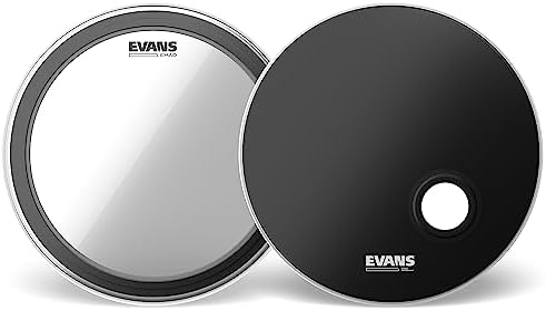 Evans EMAD System Bass Drum Pack - Contains 1 Bass Drum Head, 1 Reso Drum Head, 2 Interchangeable Damping Rings, & Foam Damping Rings - Customize Bass Drum Sound - 1-Ply Construction - 22"