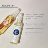 Aromafume Nag Champa Natural Mist Spray 100 ml / 3.3oz | Made with Sandalwood, Jasmine, Ylang Ylang & Champa Flower extracts | Ideal for Meditation and Rituals | Non-Alcoholic, Non-Toxic & Vegan