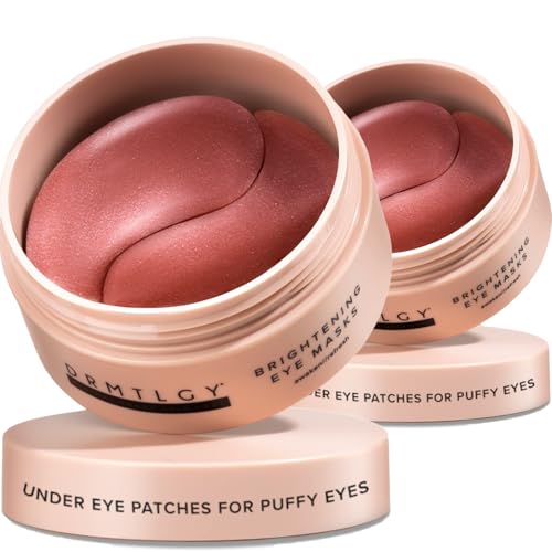 DRMTLGY Brightening Eye Masks (30 Pairs) - Caffeine Eye Masks for Dark Circles and Puffiness with Hyaluronic Acid, Eye Patches for Puffy Eyes - 2 pack
