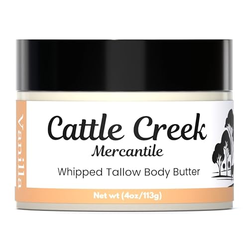 Whipped Tallow Body Butter by Cattle Creek - Deep Moisturizing, Skin Soothing & Repairing Cream for Dry, Sensitive Skin & Stretch Marks - All-Natural 100% Grass-Fed Tallow Skincare for Face, Body & Hands
