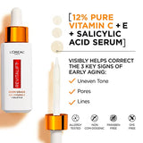 L'Oreal Paris Revitalift 12% Pure Vitamin C Serum 1 oz + 1.5% Pure Hyaluronic Acid Face Serum 1 oz + Moisturizer Sample