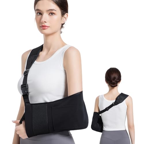 Arm Sling Shoulder Immobilizer for Men & Women, Medical Sling for Shoulder Injury，Elbow, Hand injury Support Brace，Very Breathable and Lightweight Sling for Rotator Cuff Tear，Fits Left & Right