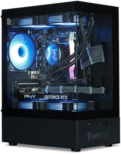 ViprTech Reaper 3.0 Liquid-Cooled PC - AMD Ryzen 7 7700 (5.3Ghz Turbo), RTX 4070 Super 12GB, 32GB DDR5 6400, 2TB NVMe SSD, 800W Gold, VR-Ready, WiFi BT, Win 11, Gaming Desktop Computer Black