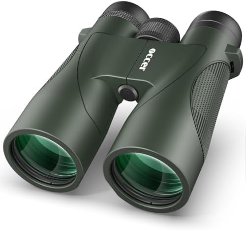 occer 12x50 Bird Watching Binoculars for Adults - High Powered Binoculars with Clear Large Image - Easy Focus HD Binoculars with Long Range for Cruise Trip Hunting Travel Concert Stargazing,Green
