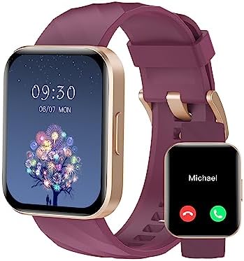 RUIMEN Smart Watches for Women Men (Answer/Make Calls) Compatible with iPhone/Android Phones, 1.85" HD Screen Fitness Tracker Heart Rate Monitor 100+ Sports Tracker Watch Waterproof (Purple)