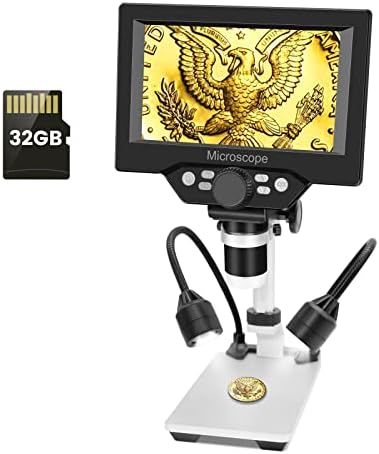 Coin Microscope,5.5" LCD Digital USB Microscope with 32G TF Card,Micsci Coin Magnifier 1000X 1080P Handheld Video Camera,PC View,Rechargeable Battery,Fill Lights for Adults Kids Soldering Error Coins