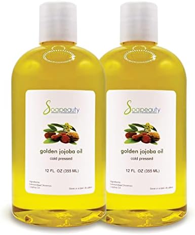 Soapeauty Golden Jojoba Oil | 100% Pure & Natural | Unrefined, Cold Pressed, Hexane Free | Moisturizing Oil for Skin, Face, Hair & Nails | 24 fl oz (2 * 12 fl oz)
