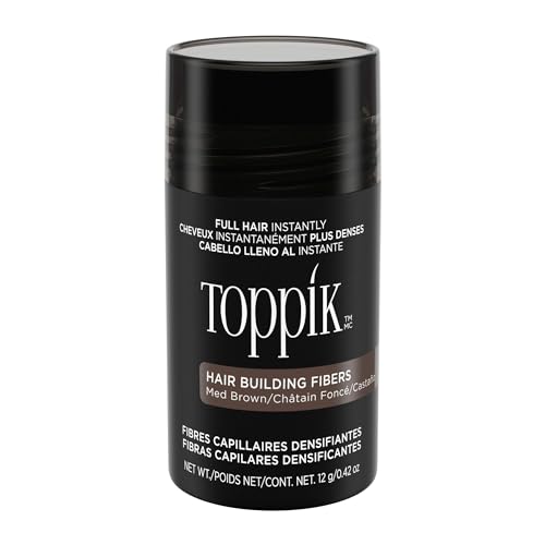 Toppik Hair Building Fibers, Medium Brown, 12g Fill In Fine or Thinning Hair Instantly Thicker, Fuller Looking Hair 9 Shades for Men & Women