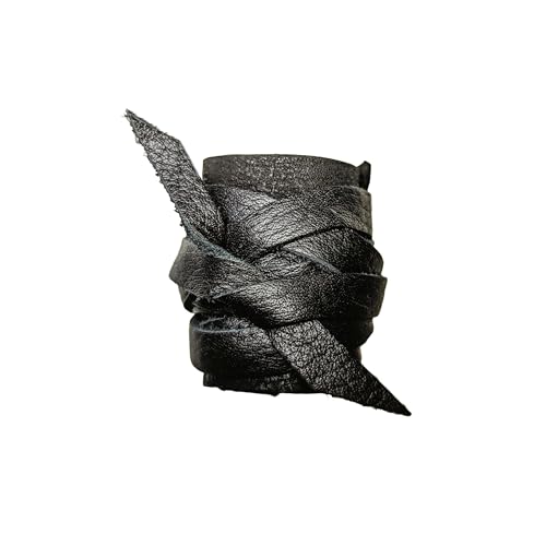Leather Hair Wrap, Ponytail Wrap, Ponytail Holder, Hair Tie, Men's Viking Hair Wrap Warrior Style (Small, Black)