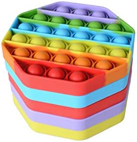 5 Pack Silicone Bubble Sensory Pop Fidget Toy, Office Toys, Anxiety Relief Squeeze Sensory, Autism, ADHD and Special Needs Stress Reliever, 5 Colors Including Rainbow by Treycer