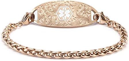 Customizable Medical Alert ID Bracelet for Women Fashionable Stainless Steel Interchangeable Waterproof