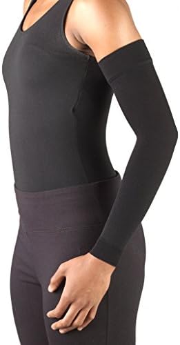 Truform Lymphedema Compression Arm Sleeve, 20-30 mmHg Post Mastectomy Support, Black, Medium