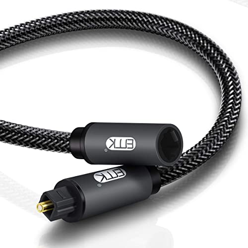 EMK Optical Extension Cable Male to Female Coupler Cable Nylon Braided Jacket 24K Gold-Plated Fiber Digital Extension Adapter Cable for Home Theater Sound bar TV PS4 Xbox 6.6ft