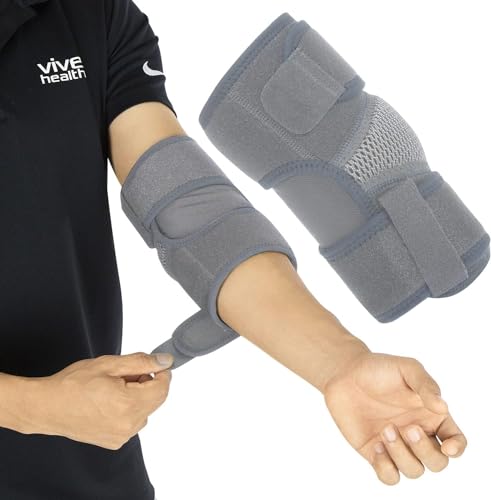 Vive Elbow Brace - Tennis Compression Sleeve - Wrap for Golfers, Bursitis, Left or Right Arm - Tendonitis Support Strap for Golf, Men and Women - Epicondylitis and Sports Recovery (Gray, Standard)