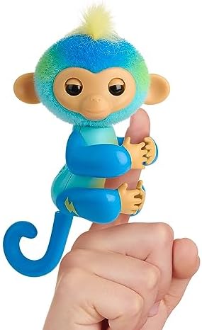 Fingerlings 2023 NEW Interactive Baby Monkey Reacts to Touch – 70+ Sounds & Reactions – Leo (Blue)
